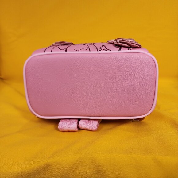 Loungefly Disney Princess Beauty and the Beast Pink Roses Belle Mini Backpack - Picture 9 of 11